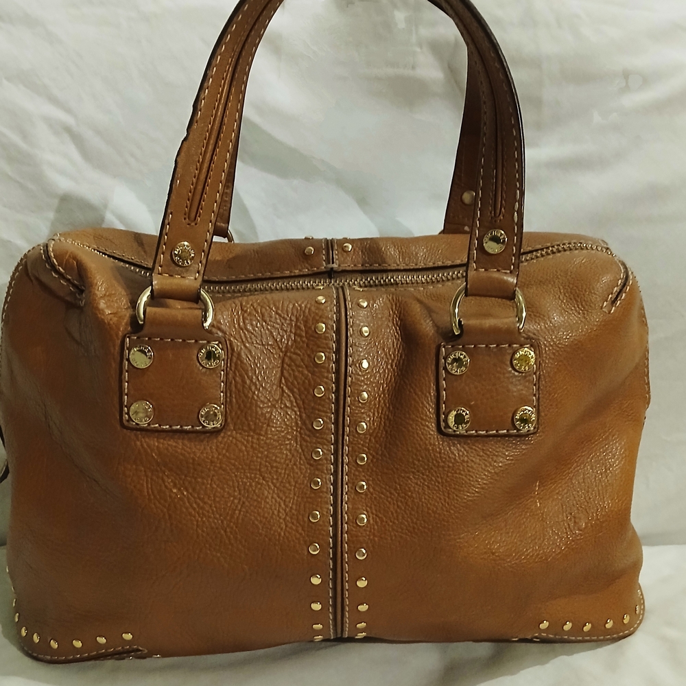 Michael Kors Brown Leather Tote with Studded Details